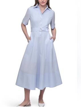 DKNY jeans Belted Poplin Midi Dress Sz-S